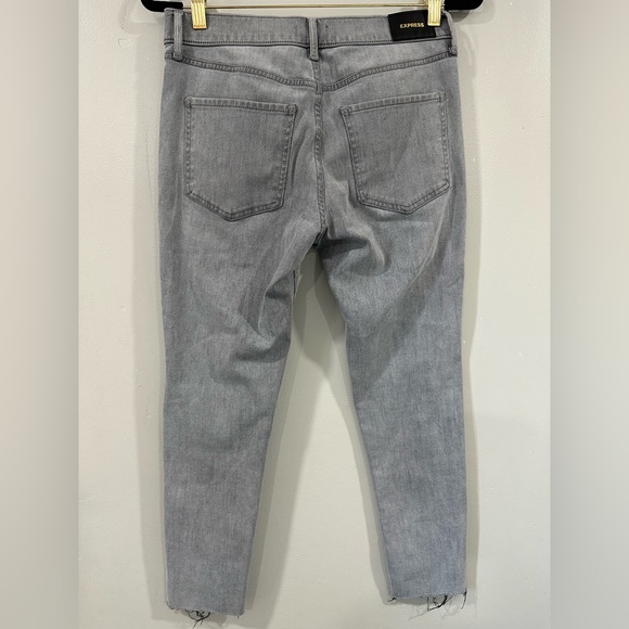 Express Skinny Mid-Rise Button Fly 4-Way Hyper Stretch Grey Jeans, Size 6R - Picture 2 of 13
